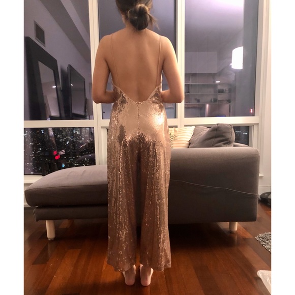 Asos rose gold sequin New Years culotte jumpsuit - Picture 2 of 5